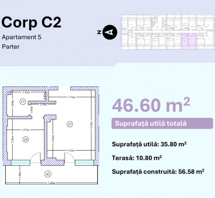 Apartament 2 camere | Complex cu pisicină & Spa | Predare la cheie