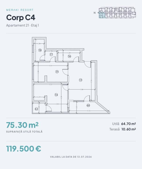 Apartament 3 camere Mamaia Nord | Resort cu piscină & spa | TVA inclus